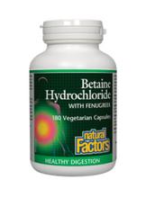 Load image into Gallery viewer, Natural Factors Betaine Hydrochloride with Fenugreek 180vcaps