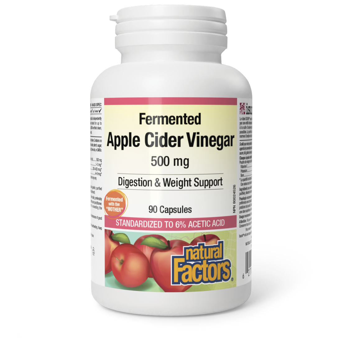 Natural Factors Fermented Apple Cider Vinegar 500mg 90 Capsules