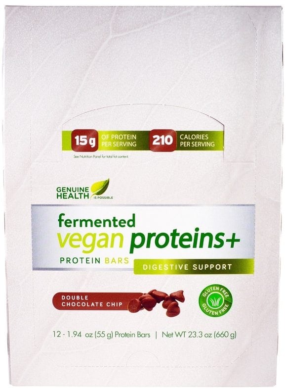 Genuine Health Chocolate Chip Fermented Vegan Proteins+ Case (12 bars)
