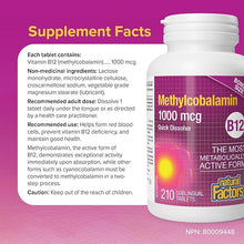 Load image into Gallery viewer, Natural Factors Vitamin B12 1000mcg 210 tablets