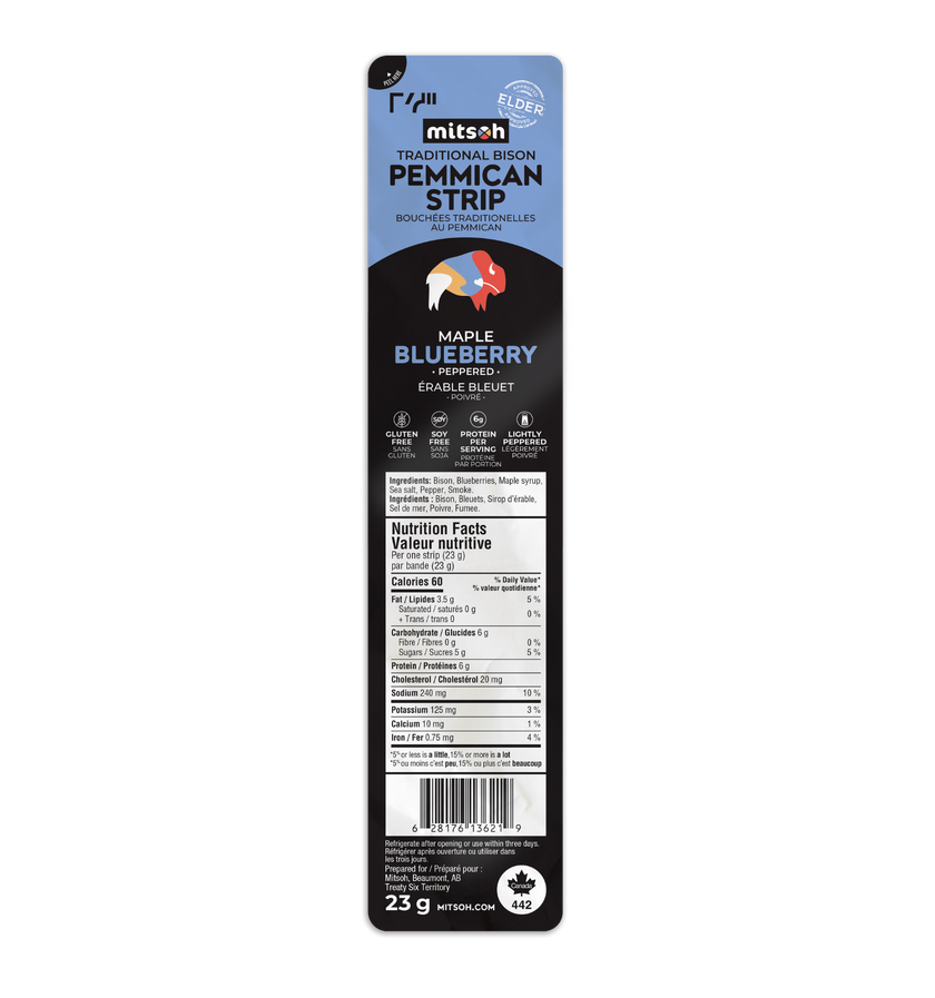 Mitsoh Bison Pemmican Strip Maple Blueberry 23g