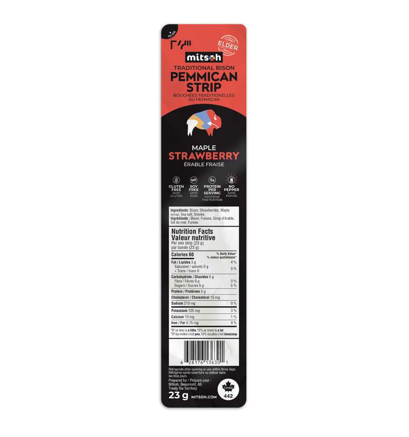 Mitsoh Bison Pemmican Strip Maple Strawberry 23g