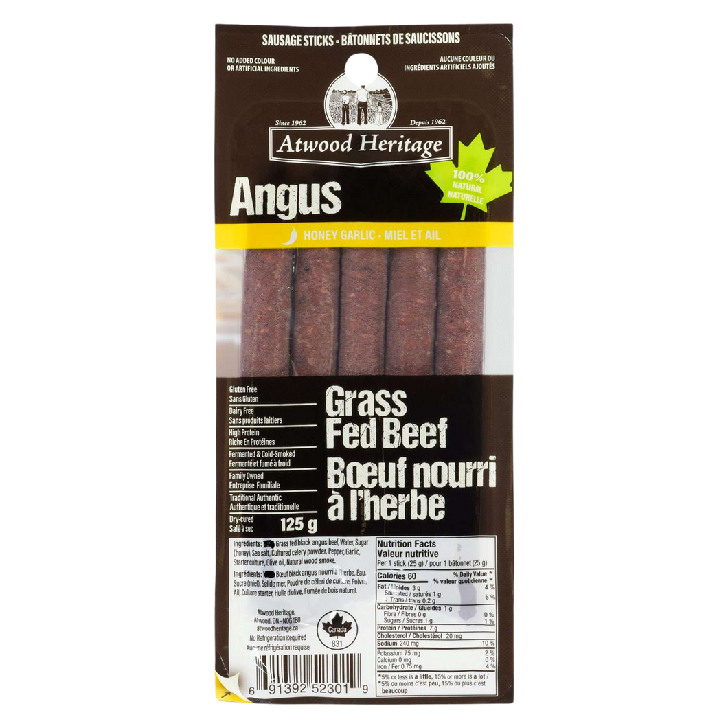 Atwood Heritage Angus Grass-fed Beef Meat Sausage Sticks 125g