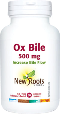 New Roots Herbal Ox Bile 500mg 60 Vegetable Capsules