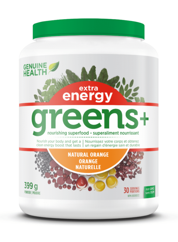 Genuine Health Greens+Extra Energy 399g Orange
