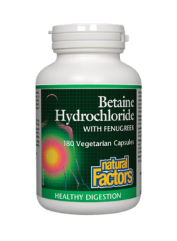 Natural Factors Betaine Hydrochloride with Fenugreek 180vcaps