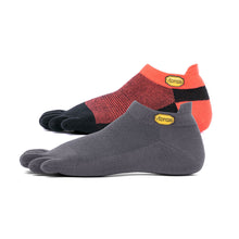 Load image into Gallery viewer, Vibram 5TOE Sock No Show 2 Pack Dark Grey/Red Black