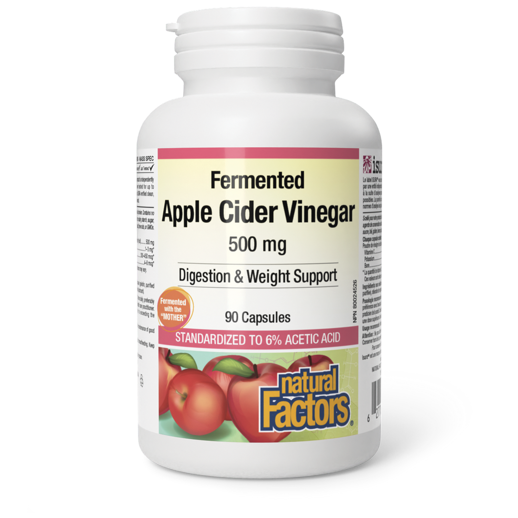 Natural Factors Fermented Apple Cider Vinegar 500mg 90 Capsules
