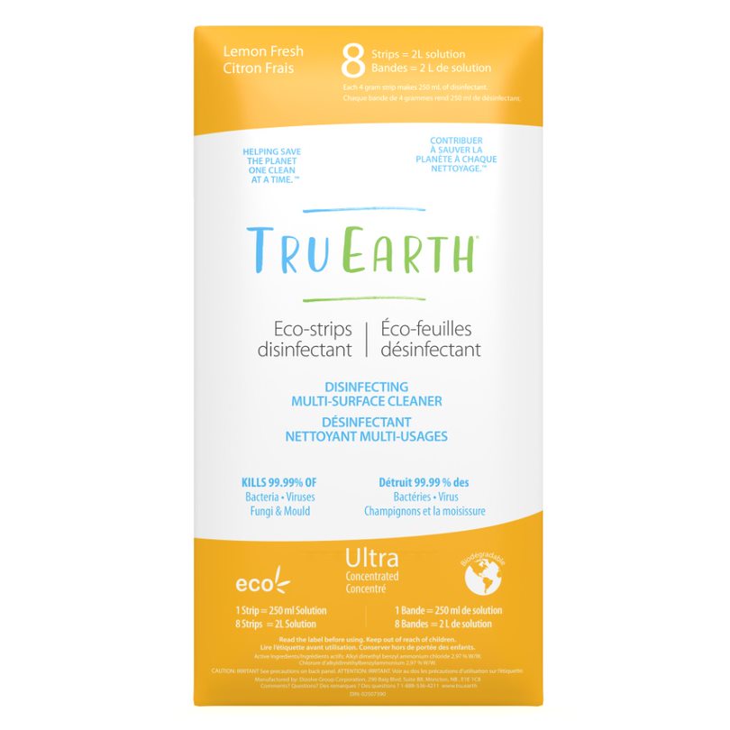Tru Earth Eco-Strips Multi-Surface Multi-Purpose Cleaner 8 Strips Lemon Fresh